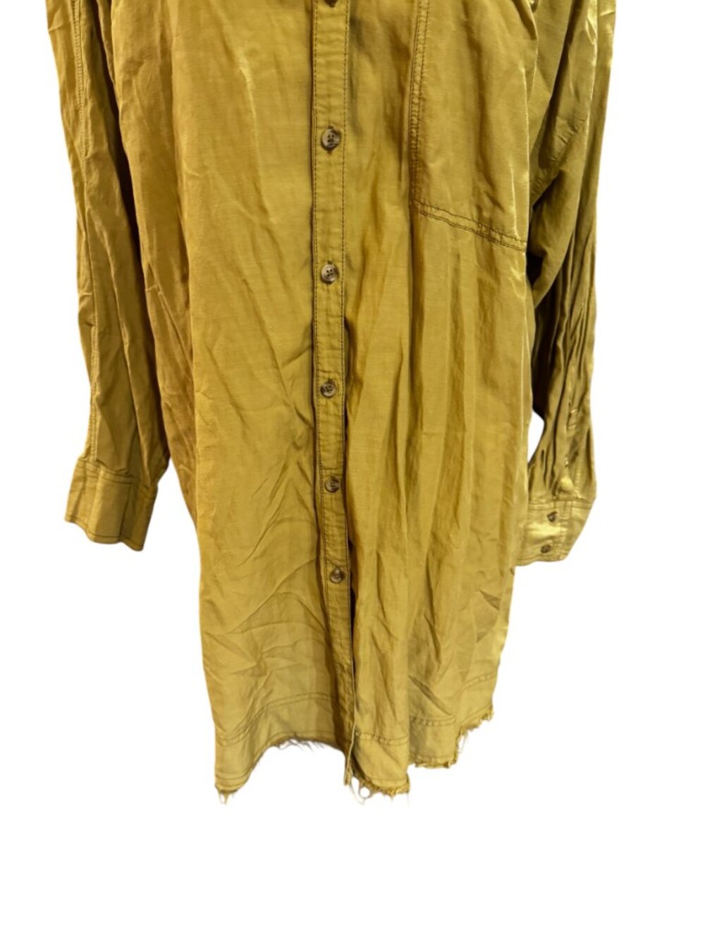 Pilcro Airy Oversized Mustard Button Down Tunic Shirt XL - Picture 4 of 6